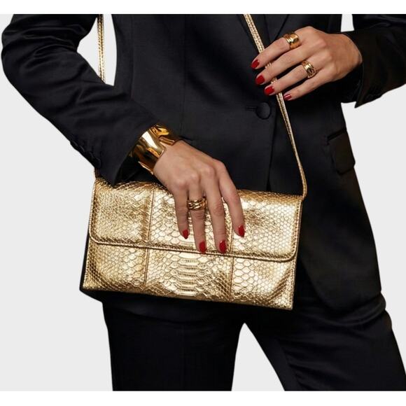 Vintage 90s Gold Jessica McClintock Convertible Clutch/Purse - Picture 1 of 9